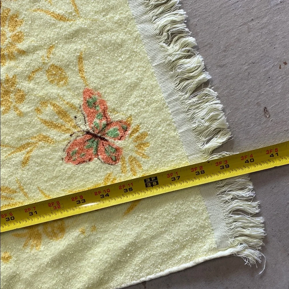 Yellow Butterfly Embroidered Bath Towel and washcloth Set MCM Cotton USA